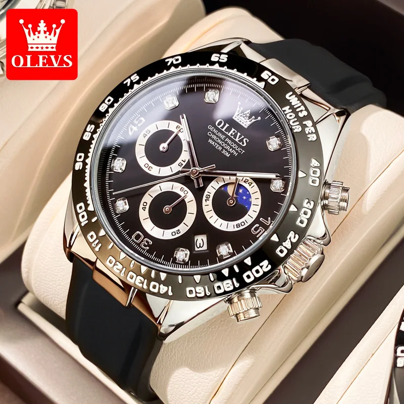 

OLEVS Fashion Business Men's Watches Chronograph Analog Quartz Movement Stylish Sports Designer Wrist Watch Waterproof Auto Date