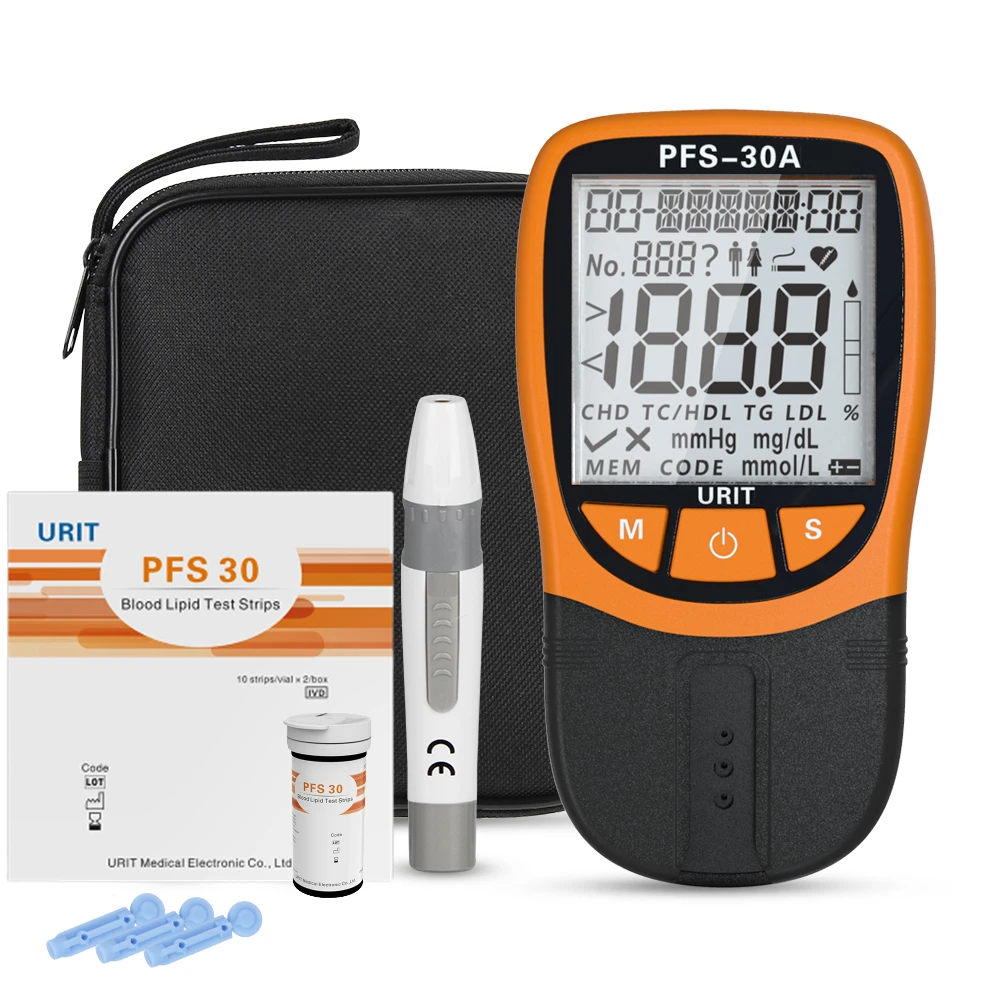 

5 in 1 Lipid Profile Test Meter Total Cholesterol Triglyceride High Low Density Lipoprotein Analyzer URIT Measuring System