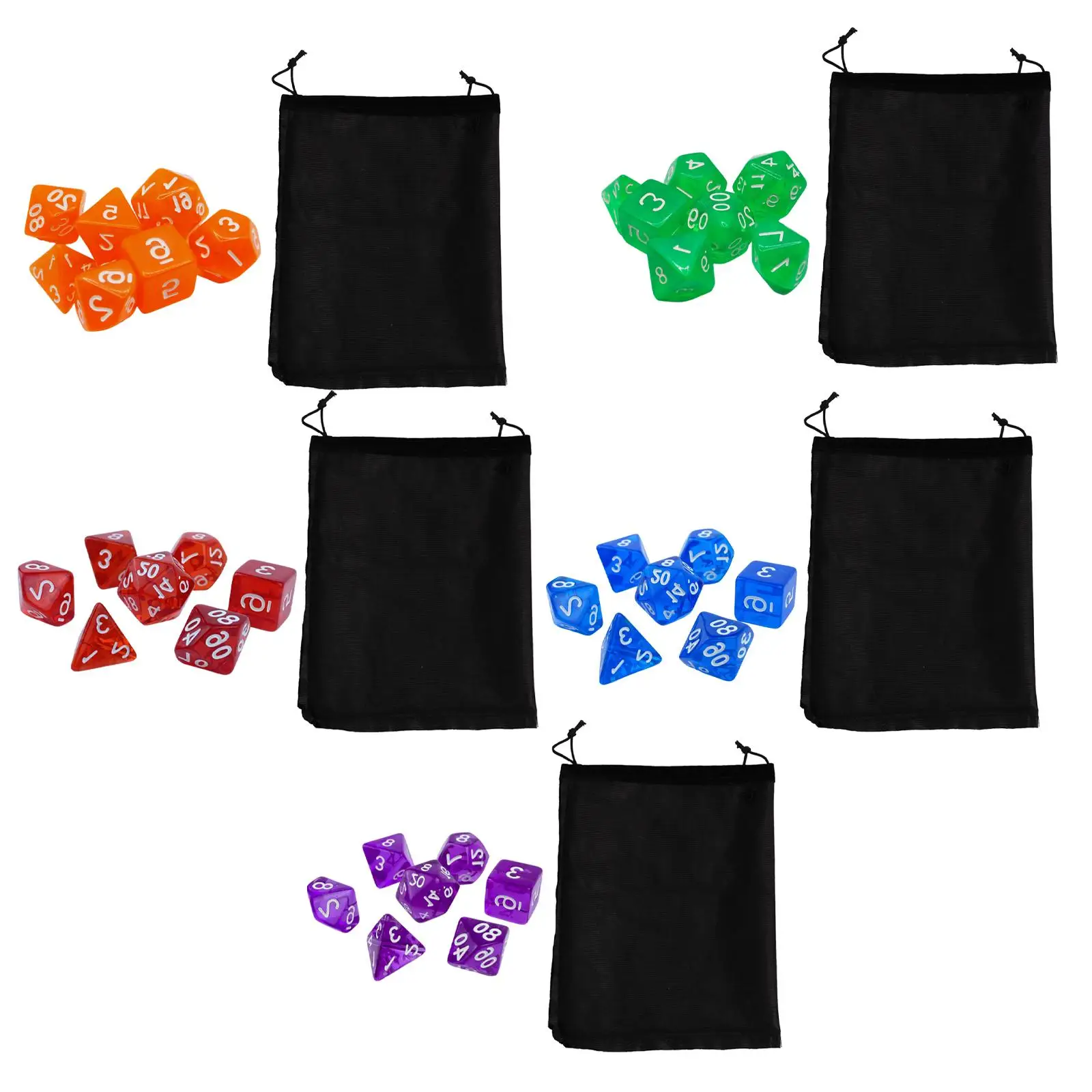

7Pcs Acrylic Polyhedral Dices Set D20 D12 D10 D8 D6 D4 Math Teaching Aids Puzzle Games Craft for Role Playing Table Board Game