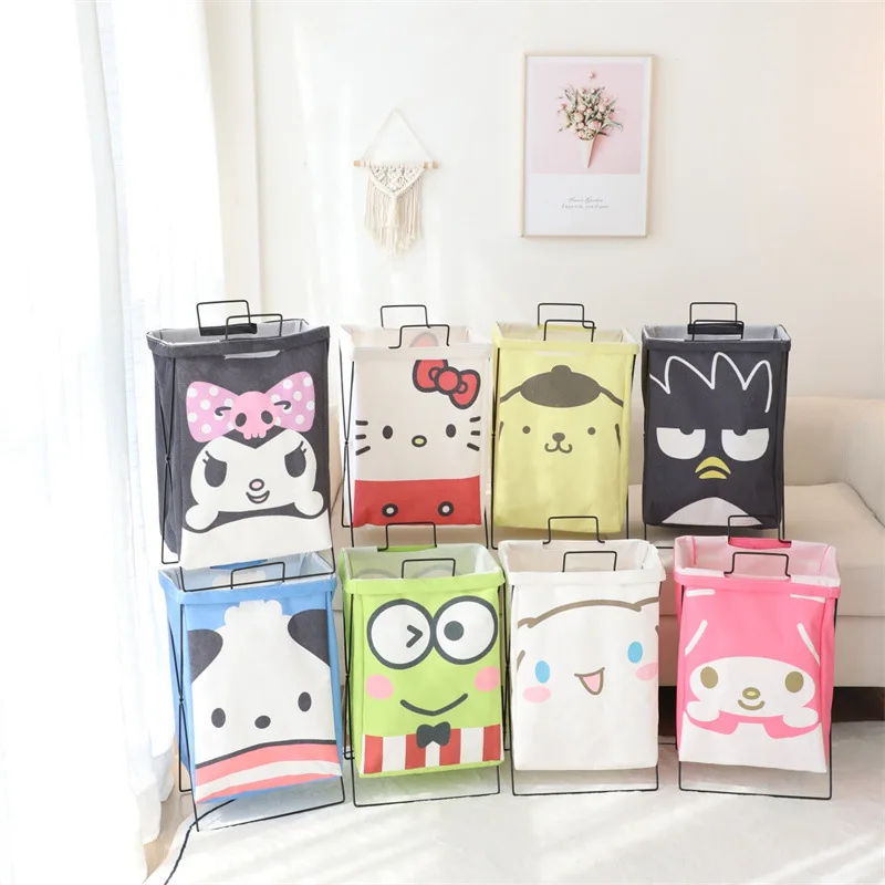 

Sanrio Hello Kitty Pochacco Foldable Laundry Basket Cartoon Kuromi Melody Cinnamoroll Pom Pom Purin Household Toy Storage Basket