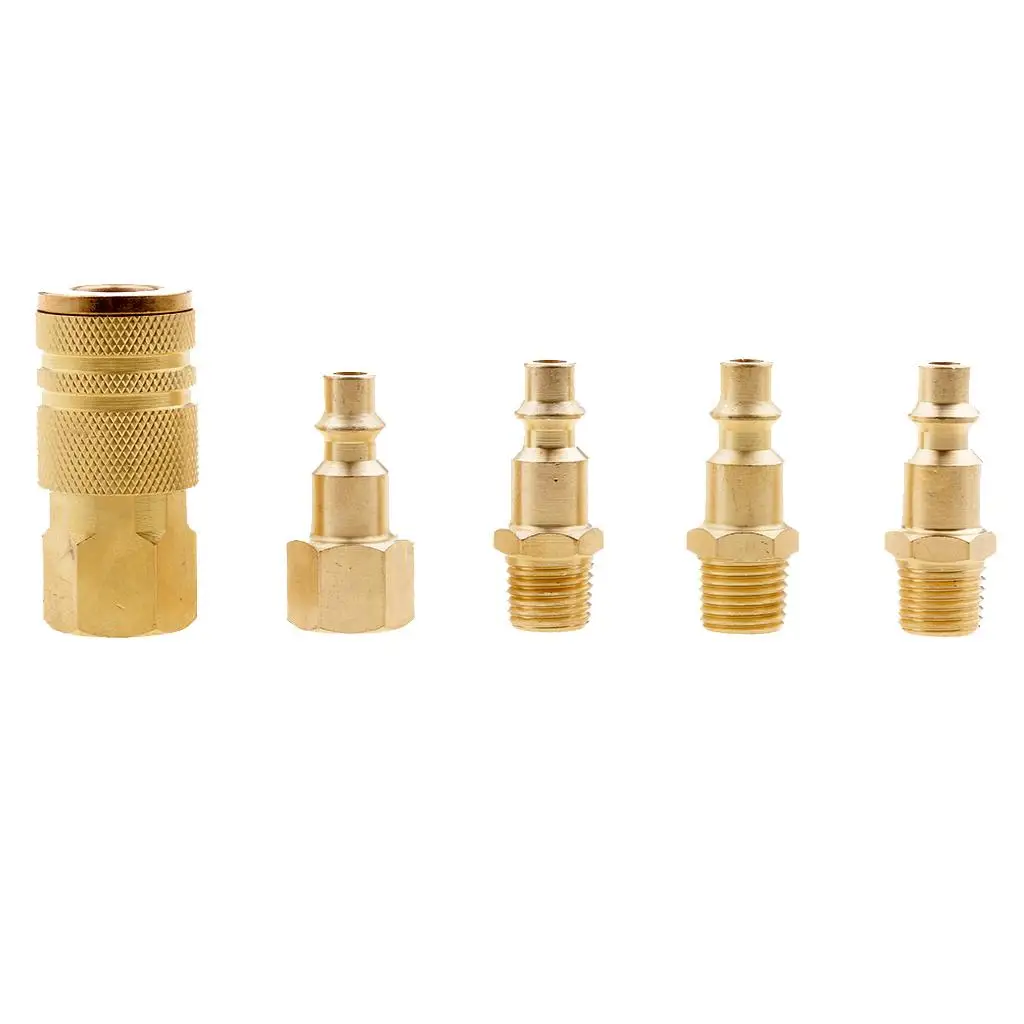 

5 Pieces 1/4'' NPT Air Line Hose Compressor Fitting Connector