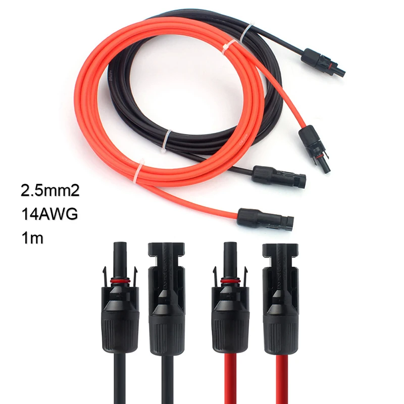 

1 пара, кабель для солнечной батареи, 1 м, 2,5 мм2, 14AWG