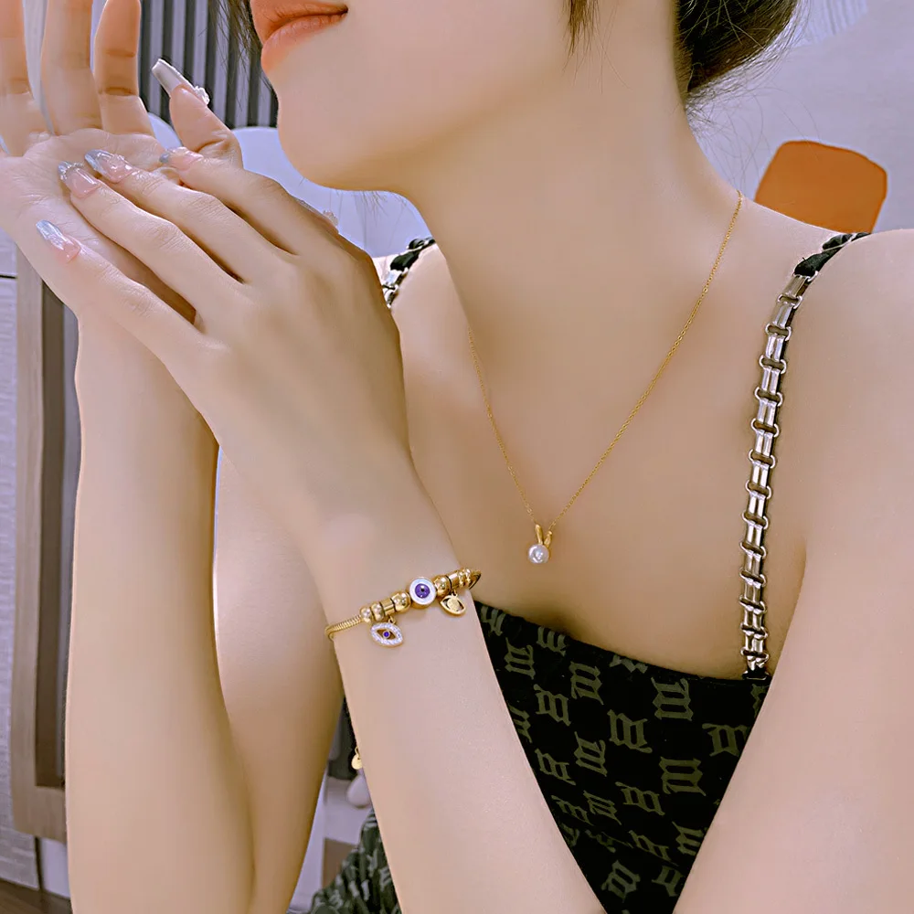 Titanium Steel Devil's Eye Hand Jewelry Wholesale Stainless Steel Personalized Gold Snake Bone Bracelet Female