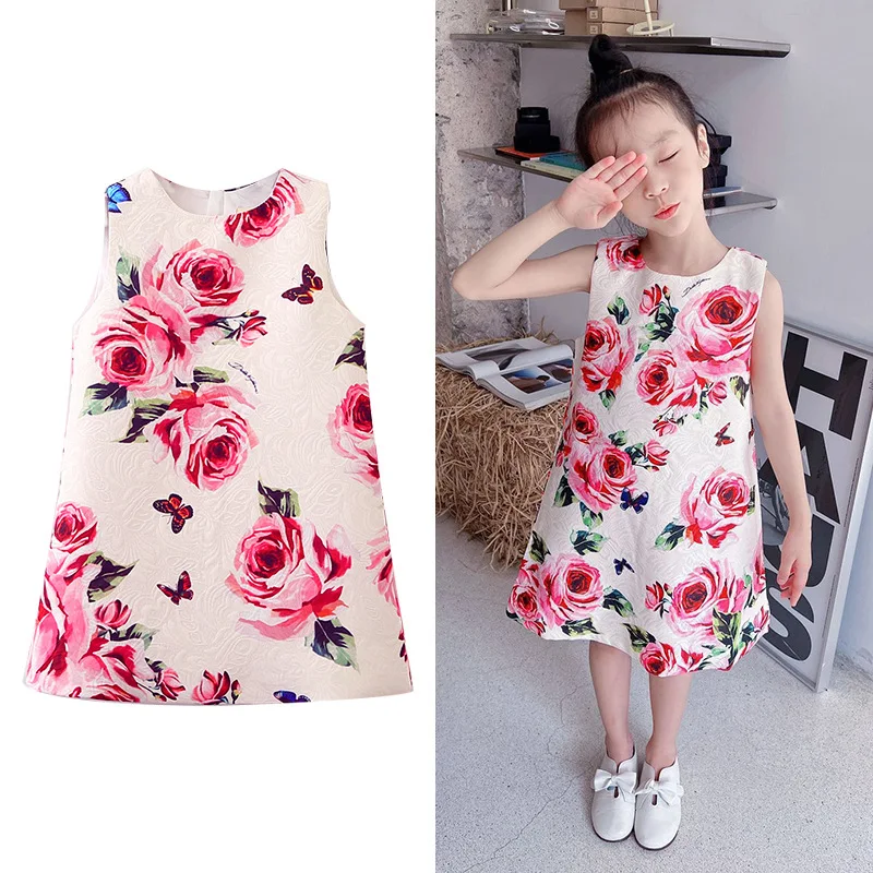 

Платье для маленьких девочек, Детский костюм с цветочным принтом, летние платья для малышей, платье принцессы, детвечерние чная одежда