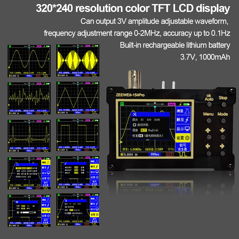 

Digital Handheld Oscilloscope 18MHz Bandwidth Storage Oscilloscope Kit 40M Sampling Rate 2.4inch TFT LCD Screen Car Repair Tool