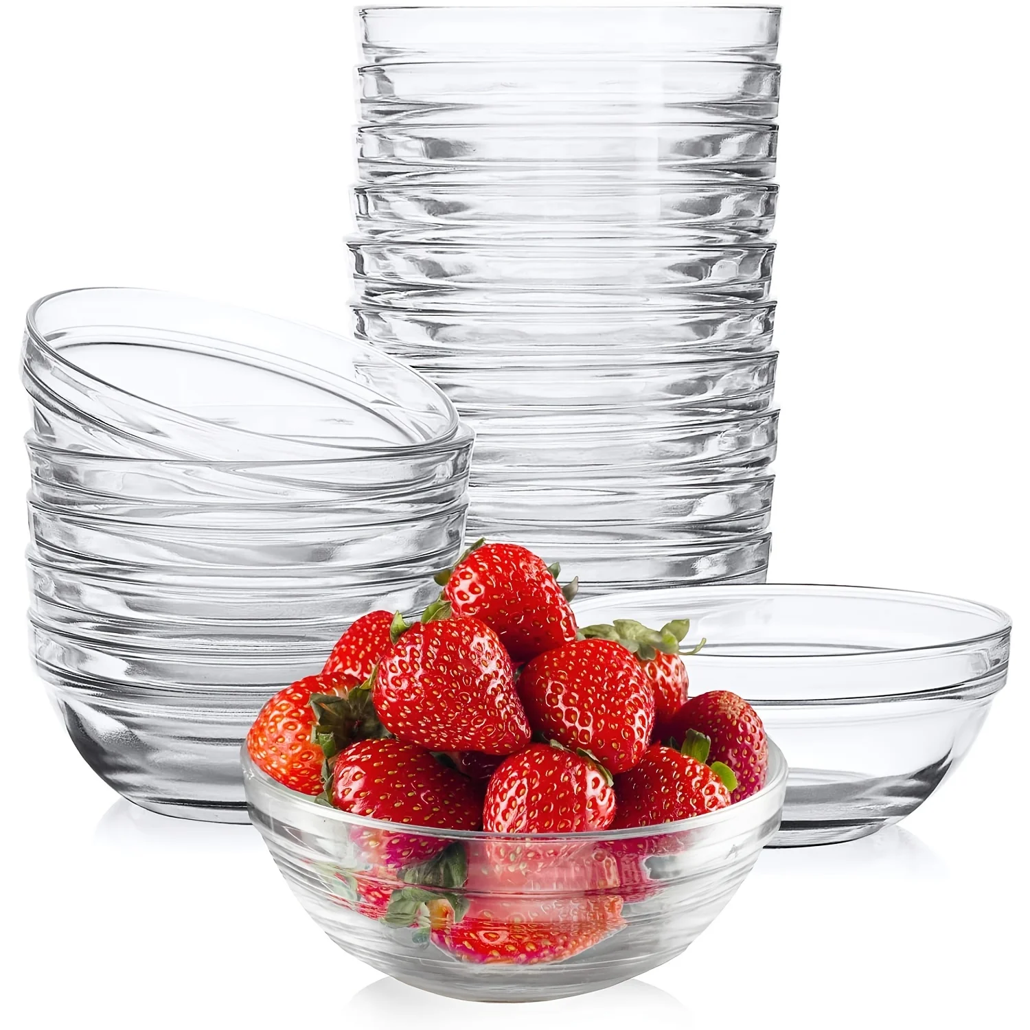 

10PCS Meal Glass Bowls for Salad Dipping Bowls with Spoons Clear Ramekins Sauce Soup Dessert Prep Cups Mini Small Glass Bowls