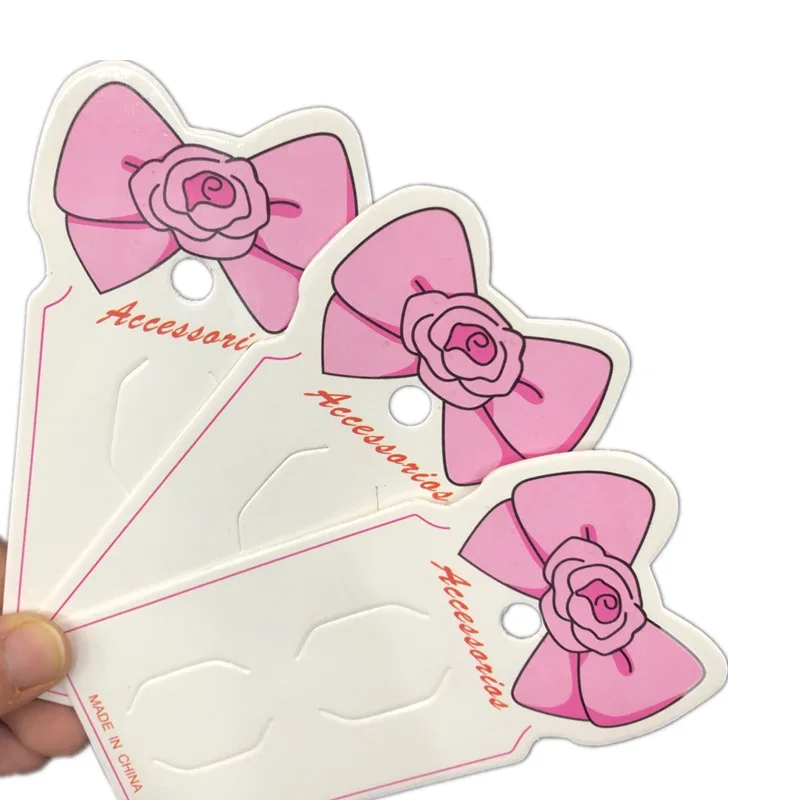 50pcs/lot 7.5x13cm Cute Bow Hairpin Display Cards for DIY Hair Clips Retail Jewelry Packing Hanging Card Paper Price Tag images - 6