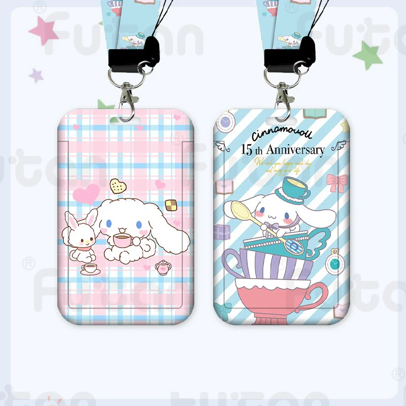 

Kawaii Cinnamoroll женский Держатель для визиток мультяшный шнурок держатель для кредитных карт держатель для банковских карт значок женский чехол