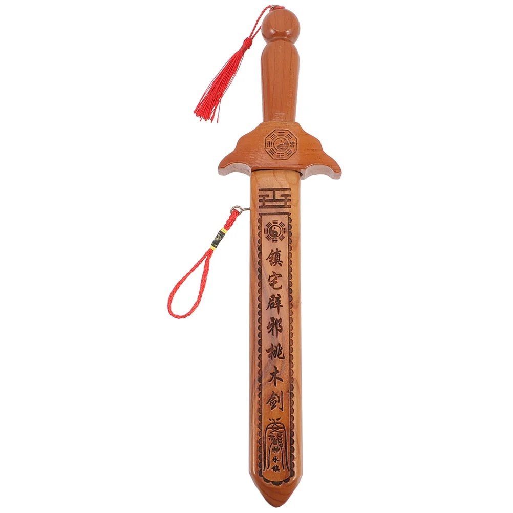 

Wood Chinese Wooden Traditional Pendant Outdoor Hanging Peach Carving Katana Sports Performance Exercise Fu Kung Taoism Tassel