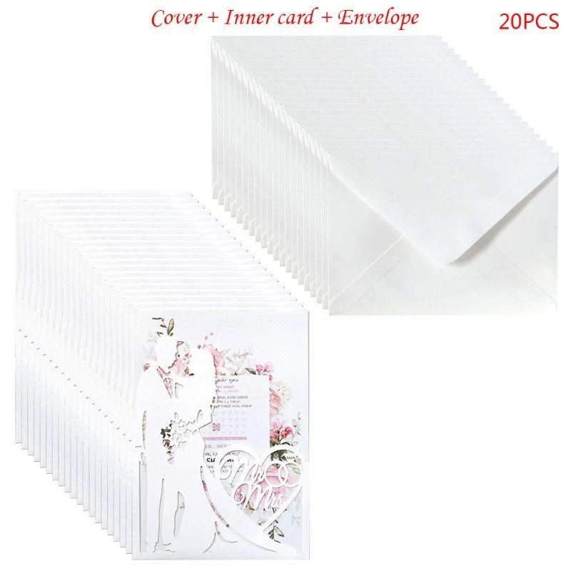 Фото 20шт/сет CUT MR & MRS Wedding Invitation Card Card Card Brida №3
