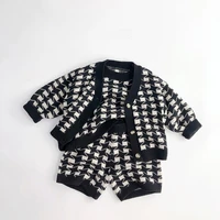 2022 autumn new children sweater outfits boys plaid knit cardigan cotton baby sleeveless knitted vest cute girls sweater shorts