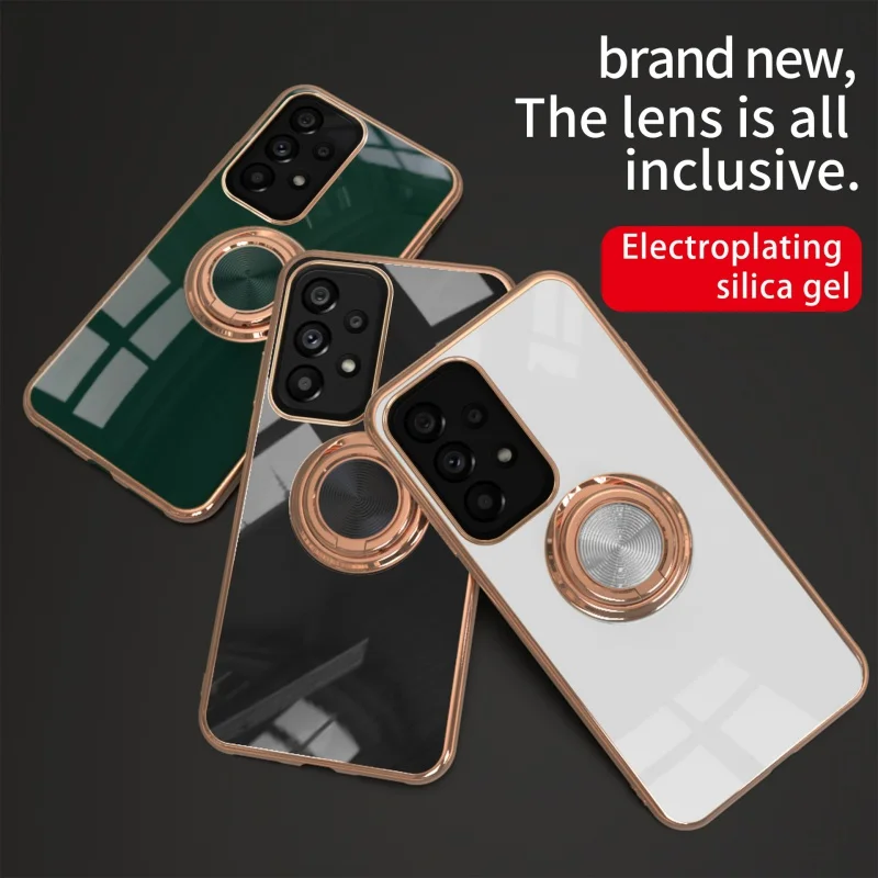 

Plating Phone Case for Samsung A72 A52 A73 A53 A33 Ring Phone Back Cover for Galaxy S22 S23 Ultra S21 FE S20 Plus Note 20 10
