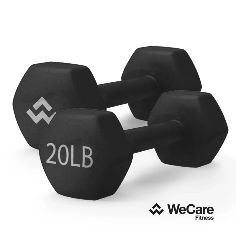 

WeCare Fitness, 20lb Neoprene Dumbbell, Pair - Black Dumbbells Weights Gym Equipment