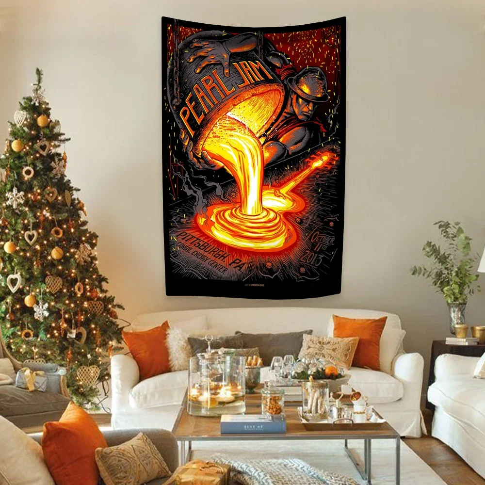 Гобелен в американском стиле рок-группы с жемчужинами настенное украшение