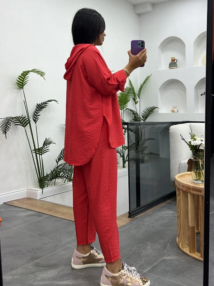 Осенняя новинка свободная рубашка с капюшоном и длинными рукавами укороченные