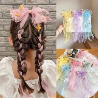 1pcs new children big bow ribbon hairpin mesh flowers girls hair clips childrens day gift headwear hair accessories wholesale
