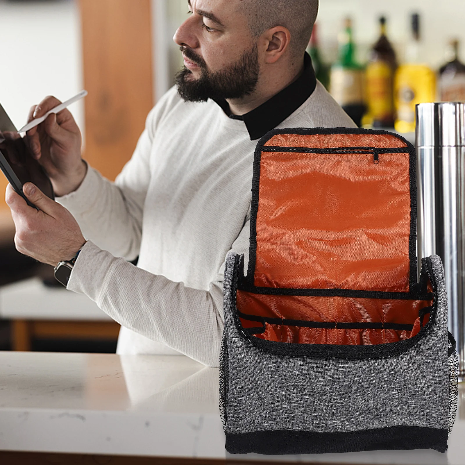 

Padded Bartender Bag Indoor Travel Storage Outdoor Portable Bottles Cocktail Shaker Kit