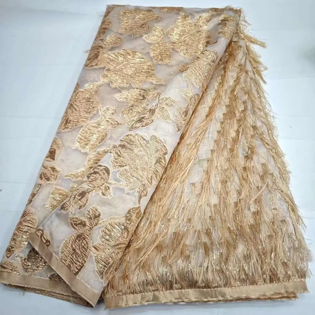 Африканская парчовая жаккардовая кружевная ткань 2024 высокое качество 5 ярдов