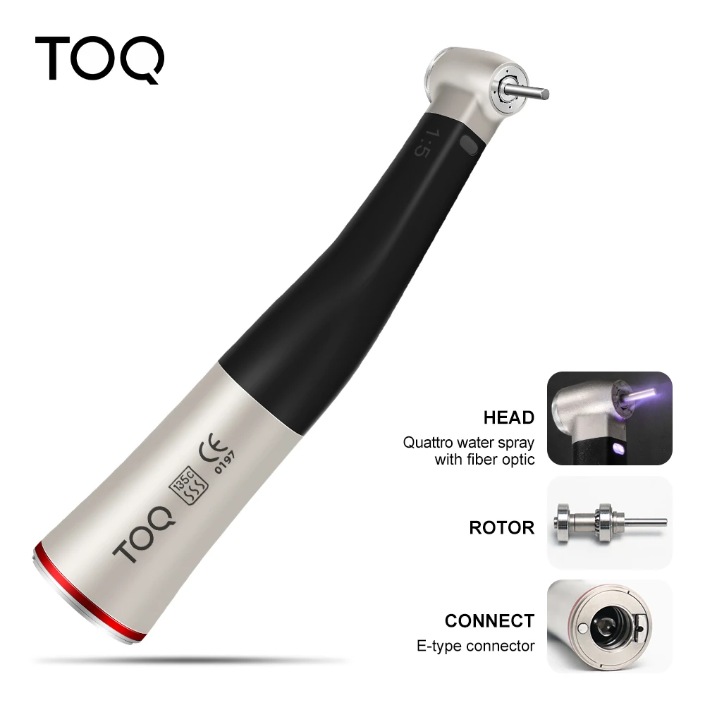 1:5 Increasing Low Speed Handpiece Increasing Red Ring Contra Angle Internal Water Spray With Optic Fiber For E-type Motor