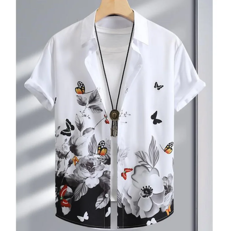 

2023 Flower Fashion Men'S Shirt 3d Print Hawaiian Shirts Man Daily Caucal Shirt Man Short Sleeved Summer Simple Shirts Top Tee