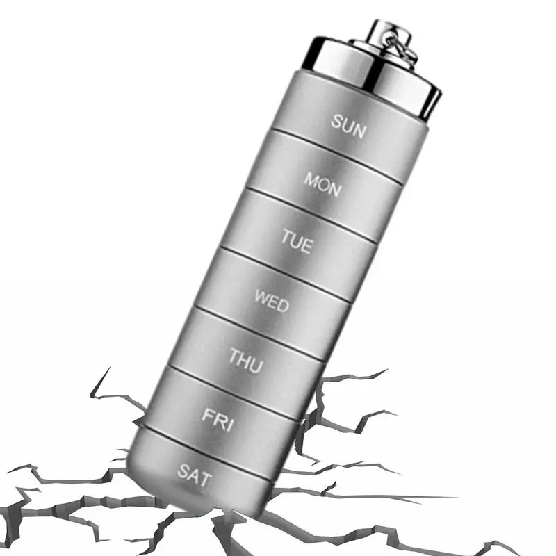 

Aluminum Pill Box Portable Metal Pill Organizer Case 7 Day Stackable Waterproof Travel Pill Box Holder Pill Container