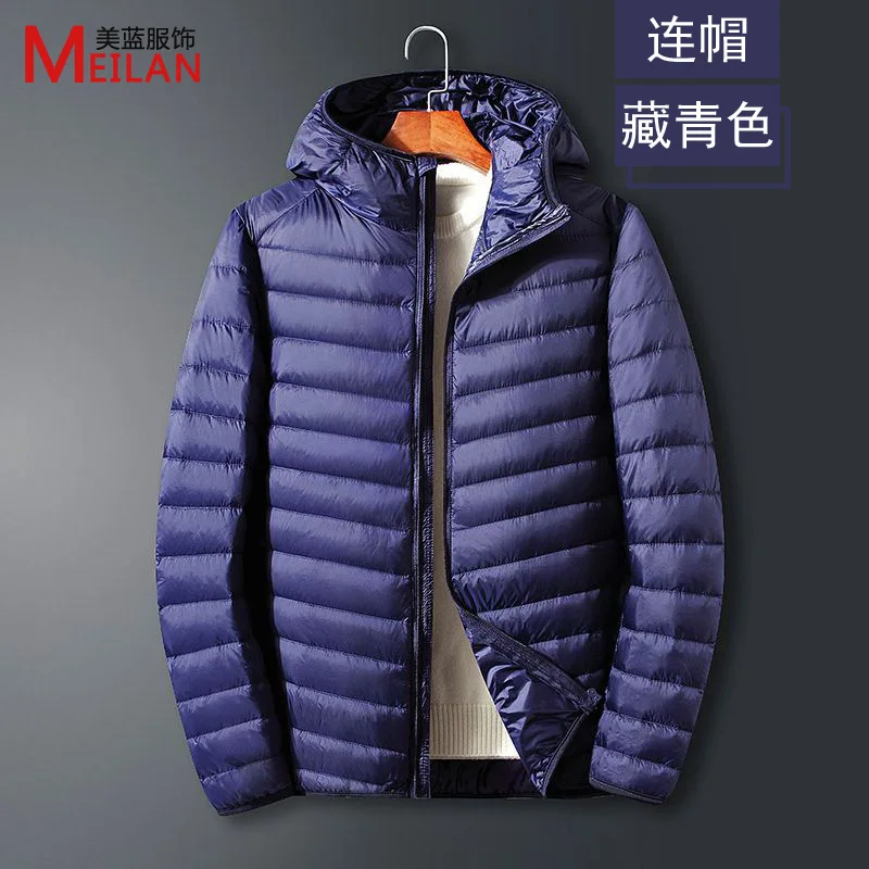 Men Fluffy Winter Coat Fashion Hooded 90% White Duck Down Jackets Ultralight Puffer Down Coat Portable Slim Down Parkas 5XL 6XL