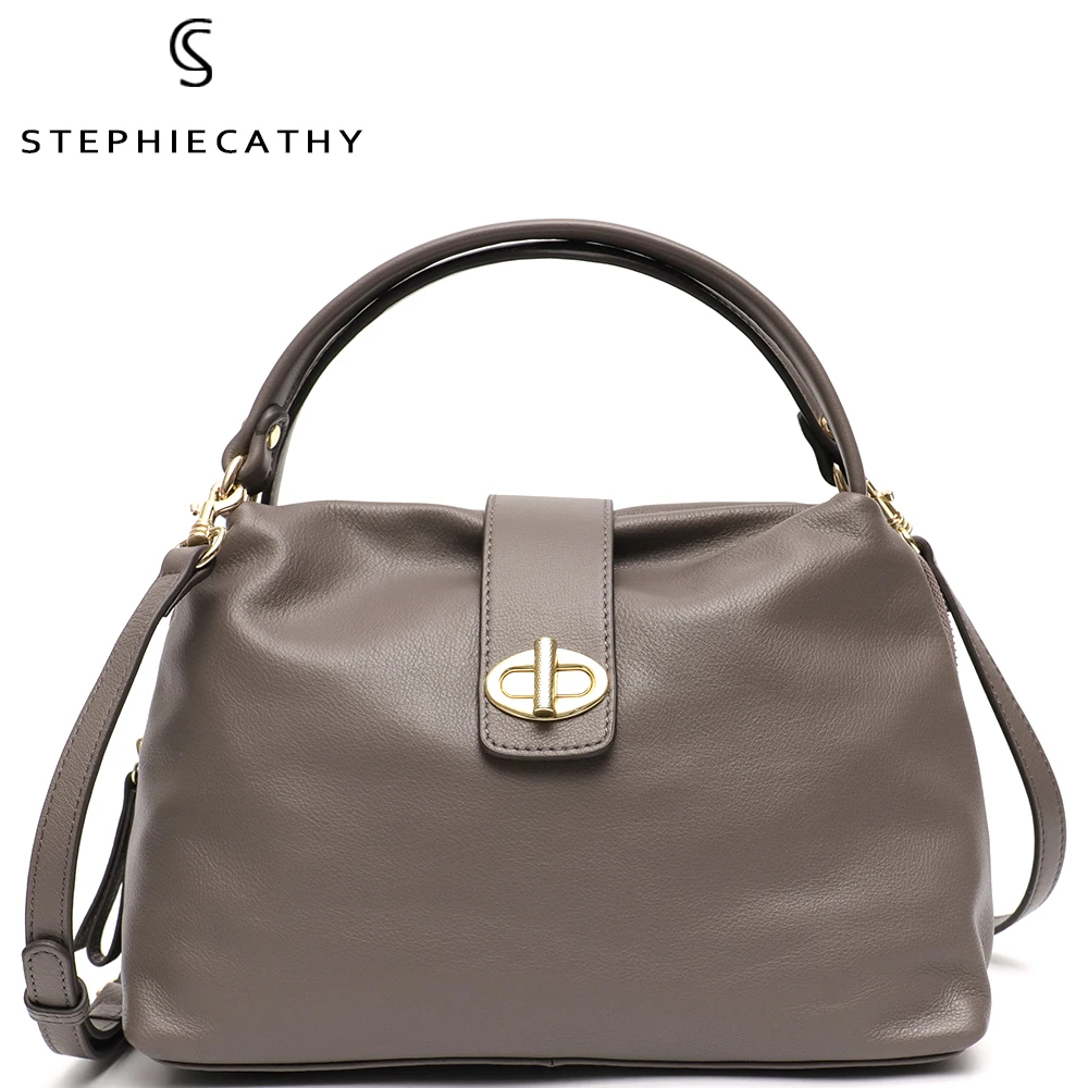 

SC модная сумка из натуральной кожи с верхней ручкой, роскошная сумка с замком в стиле Бостона, большая Повседневная сумка через плечо, Женск...