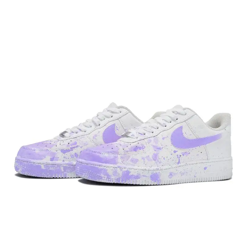 【Customize】Nike Air Force 1 Skateboarding Shoes Men Low-top Purple/white Sneakers shoes CW2288-111