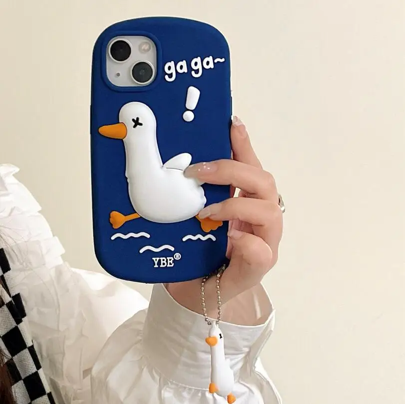 

INS Cartoon Duck Soft Silicone Phone Cases For iPhone 13 12 11 Pro Max XR XS MAX X 7/8Plus Couple Fashion Anti-drop Cover Gift