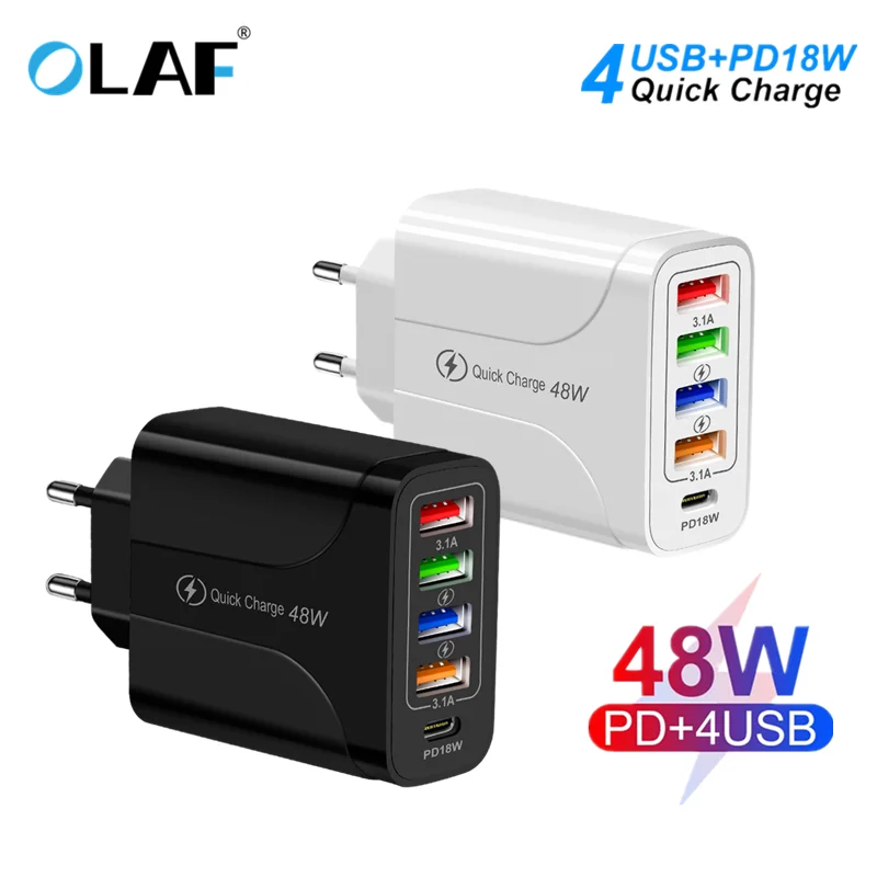 Сетевое зарядное устройство с 4 USB-портами и поддержкой быстрой зарядки 48 Вт |