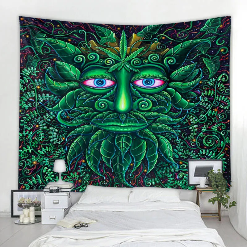 

Растительное Психоделическое искусство, большой гобелен, настенное украшение для дома в стиле хиппи, коврик для йоги, диван, простыня, одеяло