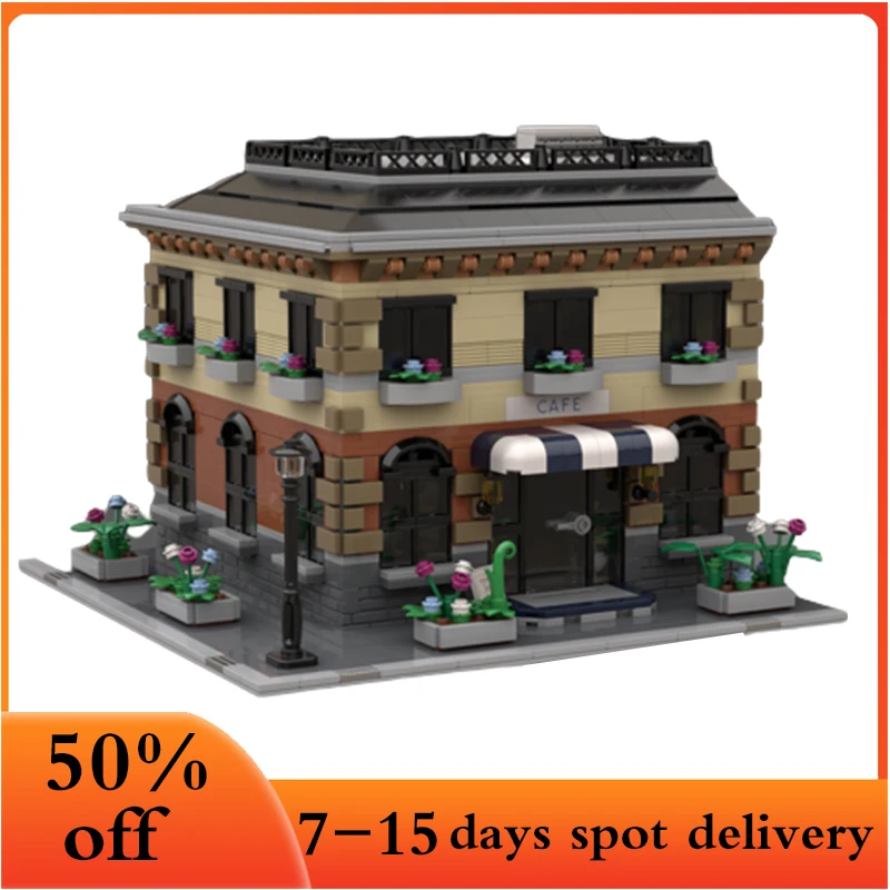 

Café Extention for my Modular German Train Station Customized MOC Building Blocks Assembled Adult Birthday Children Toys Gifts