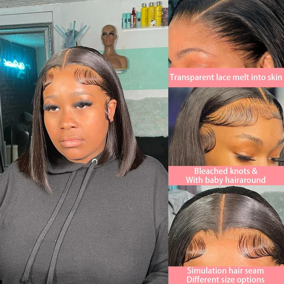 Парик Боб человеческие волосы HD кружевной передний парик с детскими волосами