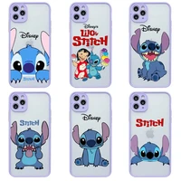 disney stitch phone case for iphone 13 12 11 pro max mini xs 8 7 plus x se 2020 xr light purple matte transparent cover