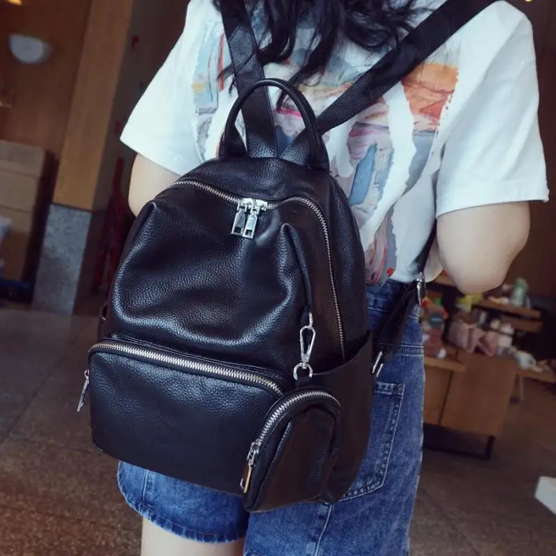 

Backpack Women's 2023 New Genuine Leather Women's Bag Fashion Cowhide Travel Bag Versatile After Travel Backpack Leisure Big Bag