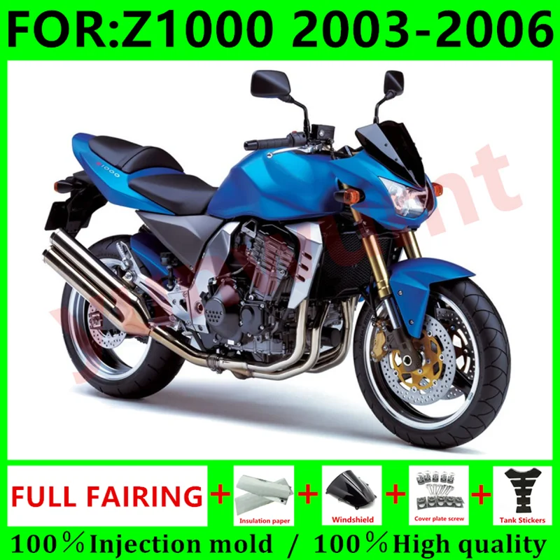 

Новый комплект обтекателей для мотоцикла ABS, подходит для Z1000 Z ER ZR 1000 ZR1000 ER1000 2003 2004 2005, детали для кузова, синий