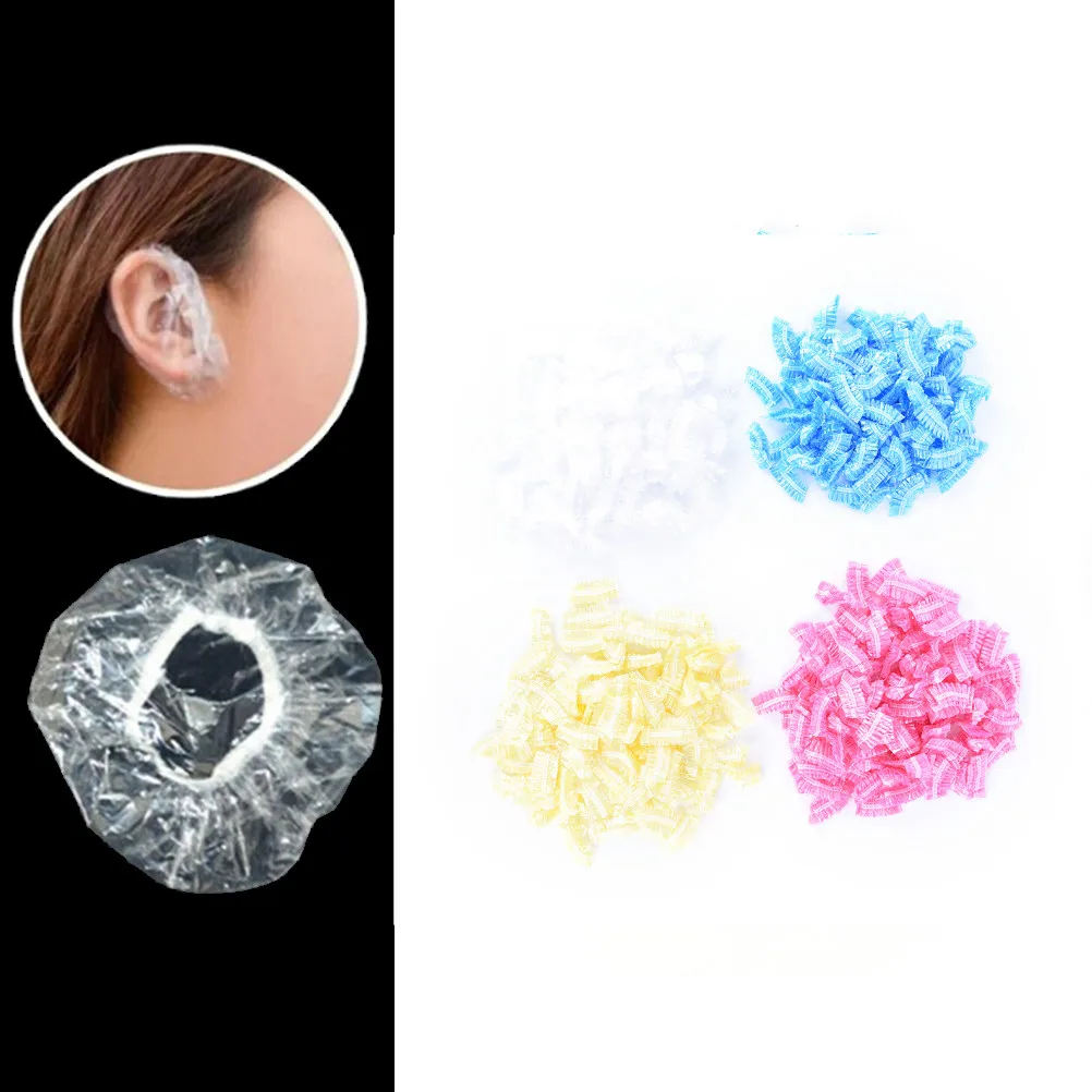 

100Pcs Thickened Disposable Plastic Waterproof Ear Protector Cover Caps Salon Hairdressing Dye Shield Earmuffs Shower Tool