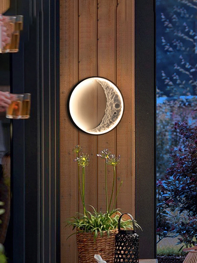 

Modern Outdoor Lighting Wall Lamp Balcony Waterproof Exterior Garden Decor for Country House Cottage LED Moon Light Illumination