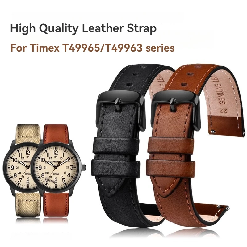 Фото Для TIMEX Expedition T49963 T49961 T49962 серии кожаный мужской ремешок для часов из воловьей кожи 20 мм 22 мм черный коричневый нейлоновый ремень браслет №1