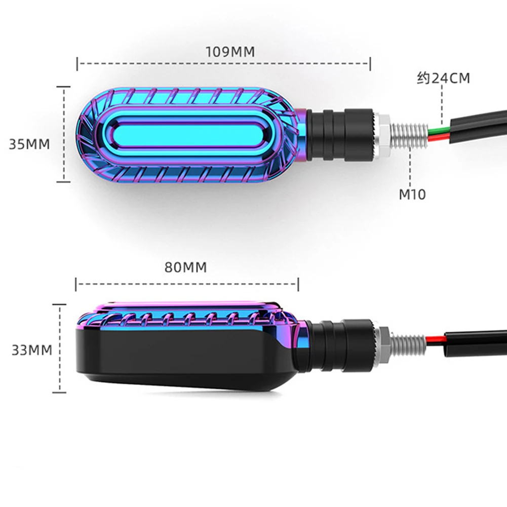 

2x Universal LED Motorcycle Turn Signal Light 3 Wirer Amber Flowing Water Lamp White DRL Waterproof And Durable Equippments