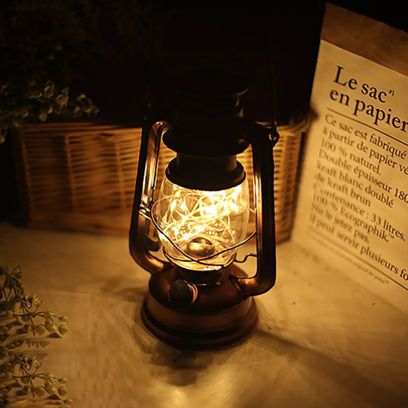 Kerosene Lamp Vintage Oil Lamp Burning Lantern Outdoor Camping Light Hanging Nightlights Christmas Home Decoration