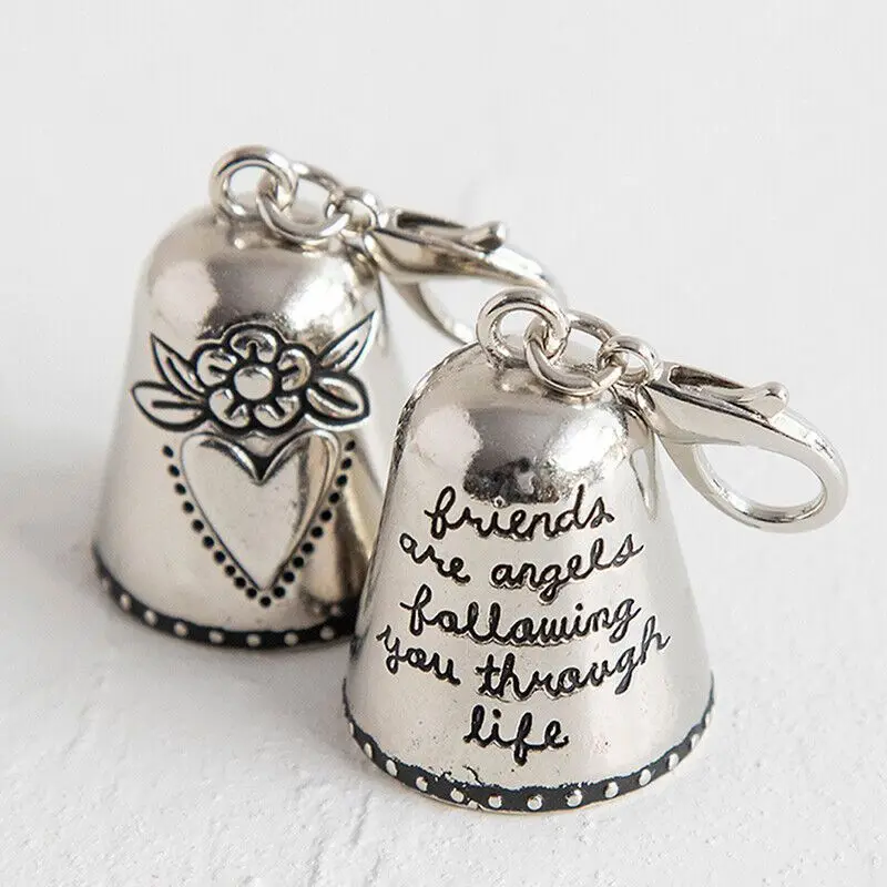 

Tiny Silver Blessing Bell Christmas Card Birthday Gift 3D Friends Are Angels