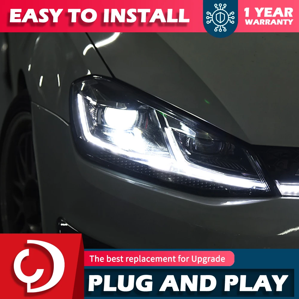 

Car Lights For VW Golf 7 2013-2017 MK7 LED Auto Headlight Assembly And Front Grill Upgrade Dynamic Bicofal Lens Lamp Accessories