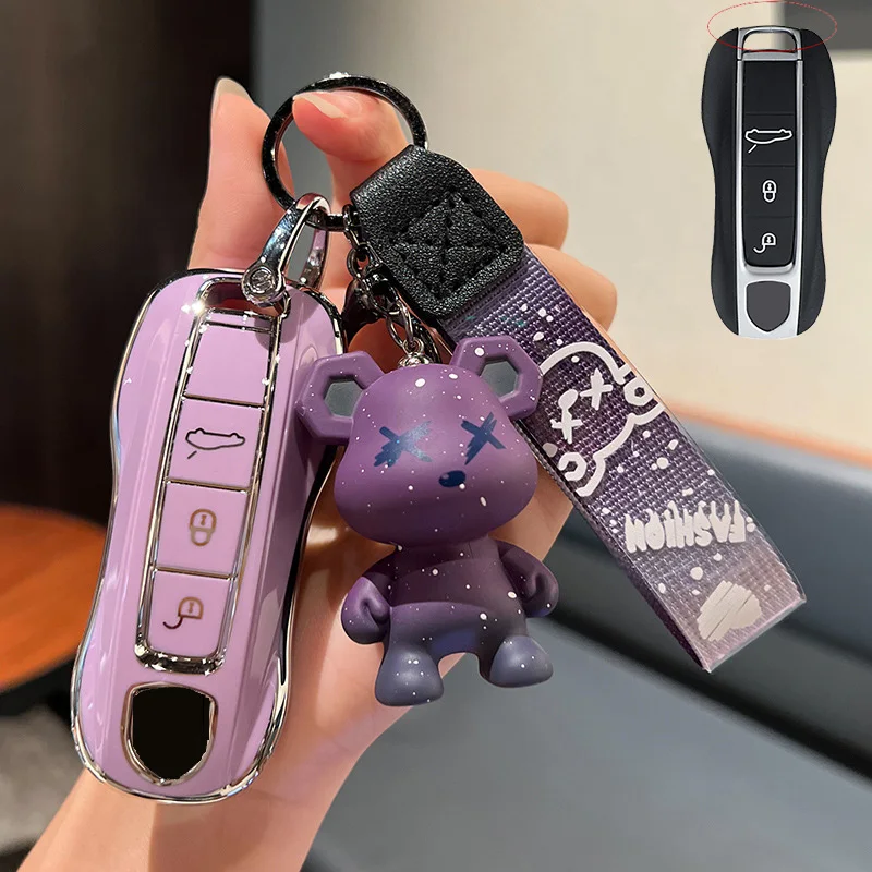 

New TPU Car Key Case Cover Fob Shell for Porsche Panamera Cayenne 971 911 9YA Macan Boxste Car Accessories