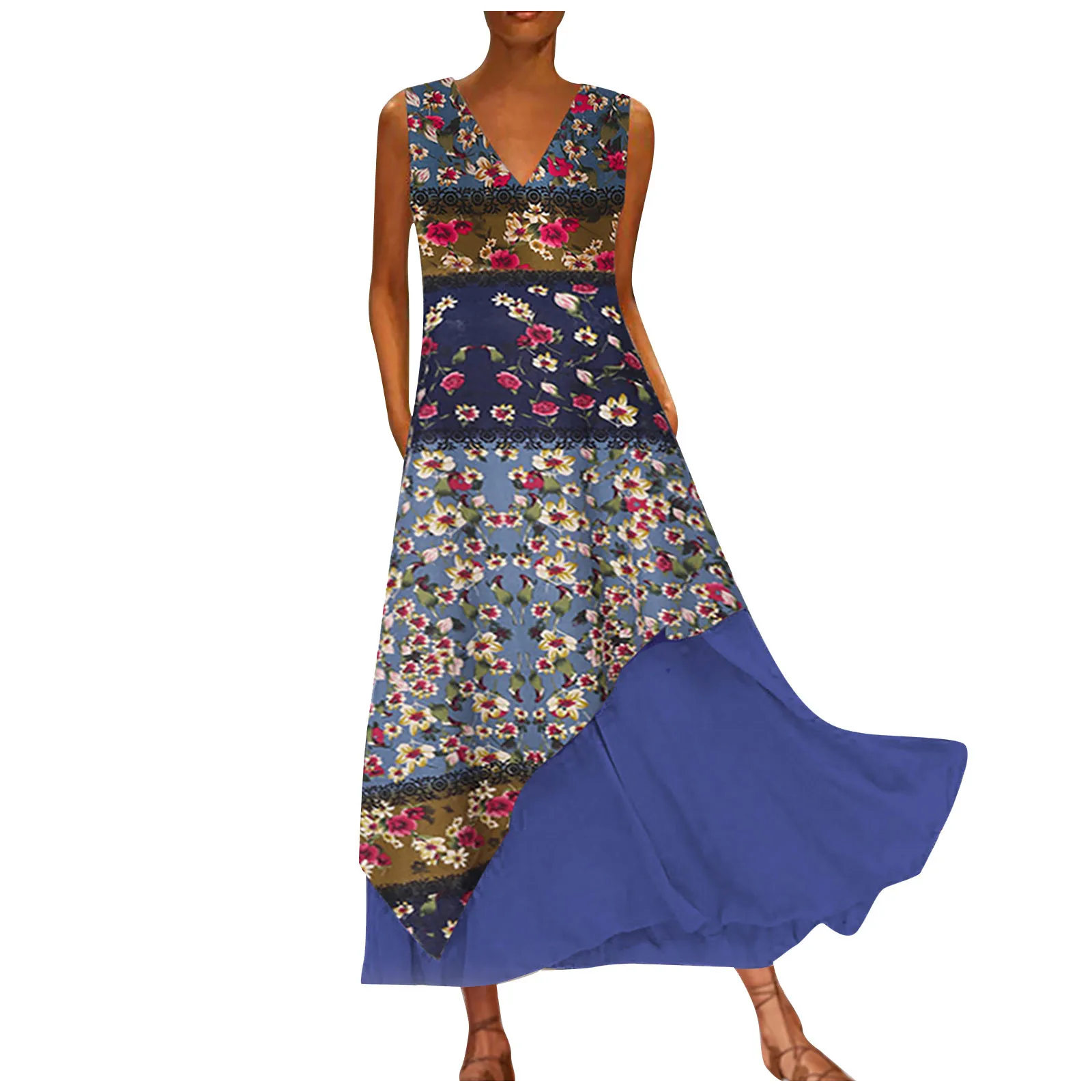 

Шифоновое платье с оборками, с цветочным принтом, до колен