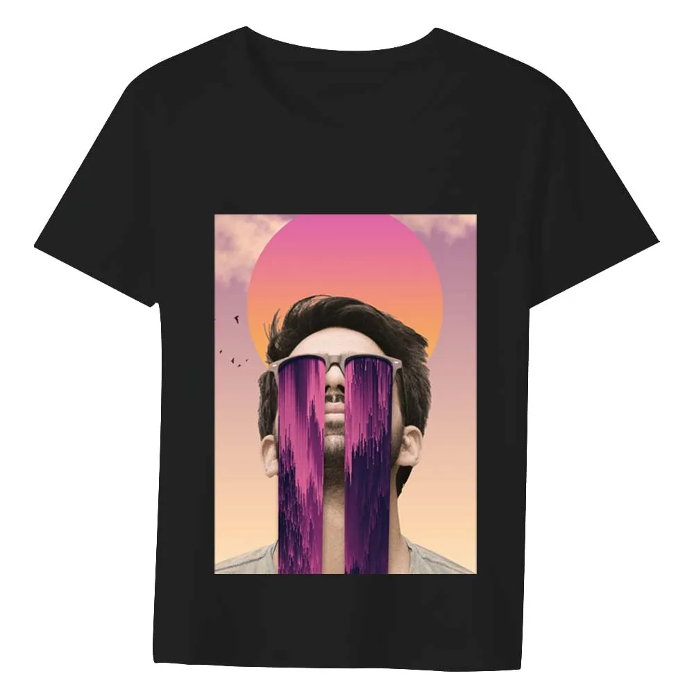 

CLOOCL Funny T-shirts Spoof Oil Painting Series Tees Black 100% Cotton Tops Casual Hip Hop Streetwear Men For Women Clothing