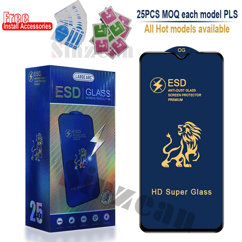 

25pcs ESD Antistatic Dust OG Tempered Glass Screen Protector For Xiaomi Redmi Note 11 pro note 10pro note 8T POCO X3 NFC Glass
