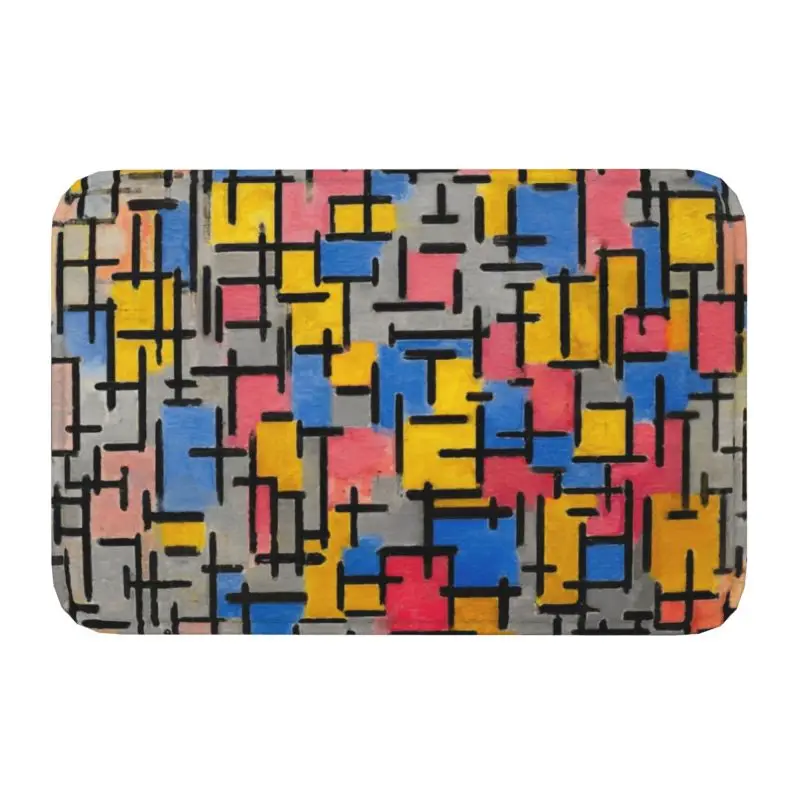 Composition By Piet Mondrian Front Door Mat Anti-Slip Waterproof De Stijl Art Doormat Kitchen Entrance Balcony Rug Carpet