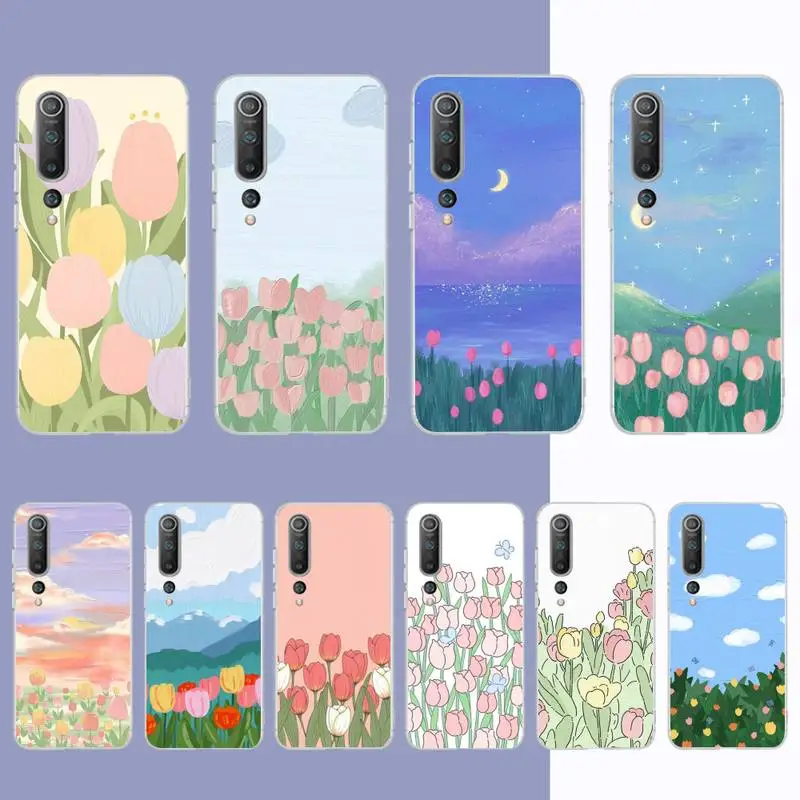 

Tulip flower Phone Case for Samsung S21 A10 for Redmi Note 7 9 for Huawei P30Pro Honor 8X 10i cover