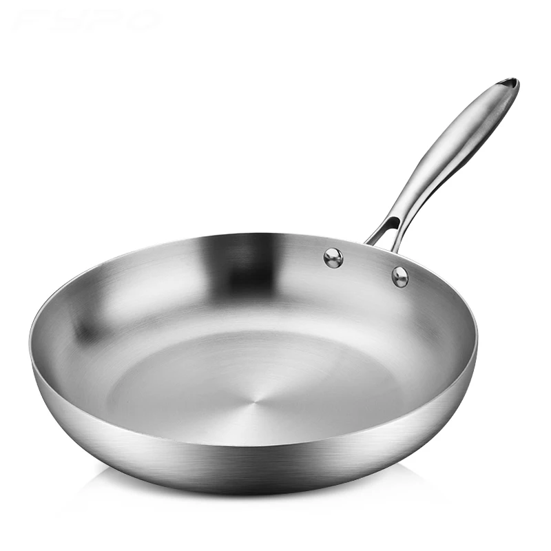 

Frying Pan,Stainless Steel Frying Pot 28/30cm Uncoated Household Wok Suitable for Induction and Gas Hobs,Heat-Resistant Handle